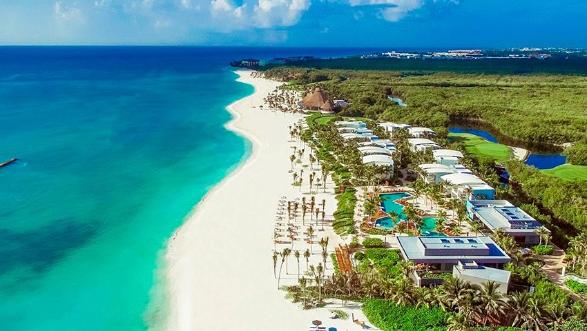 Aerial view of the Riviera Maya coastline
