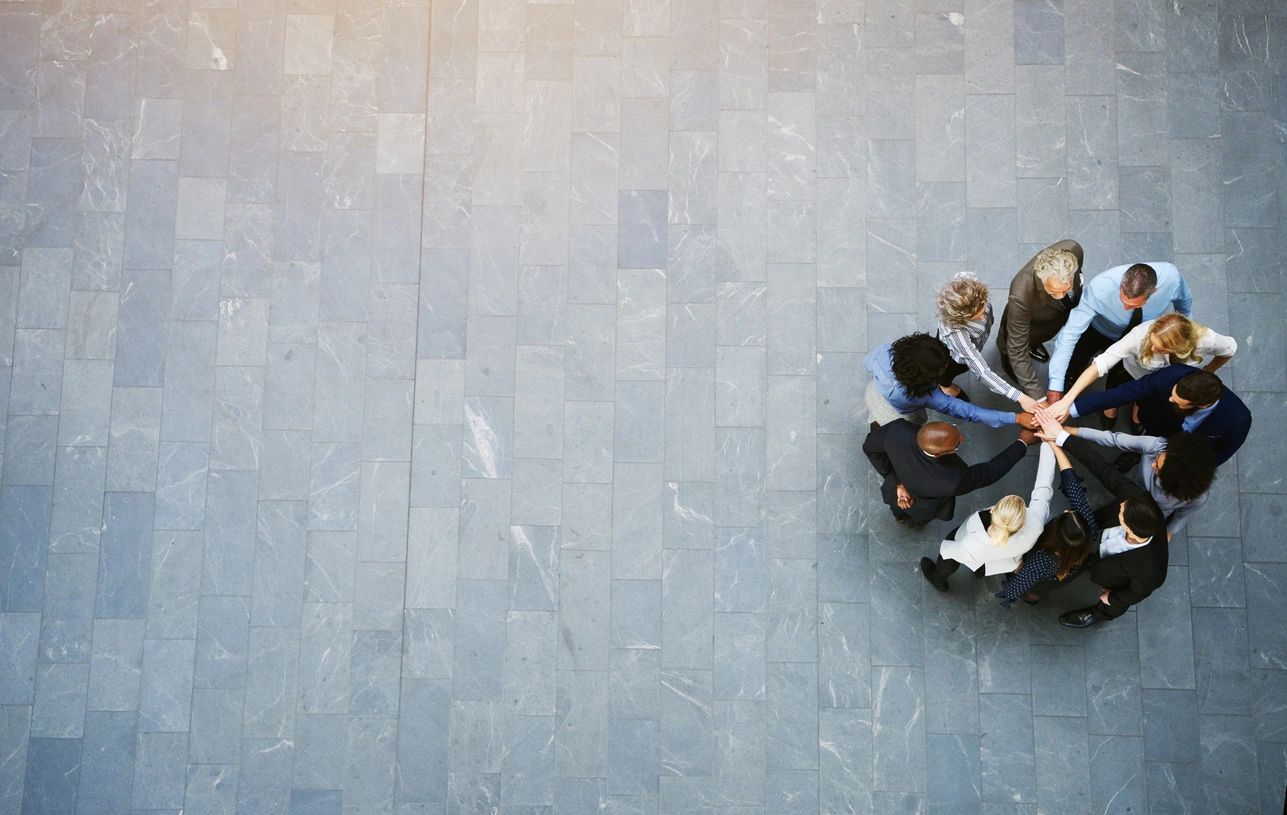 Team meeting seen from above