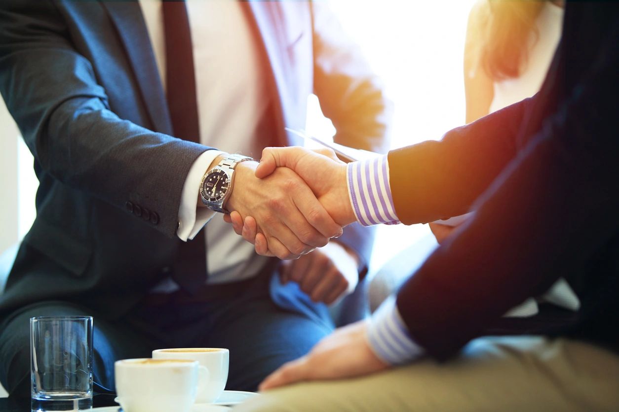 Two professionals shaking hands