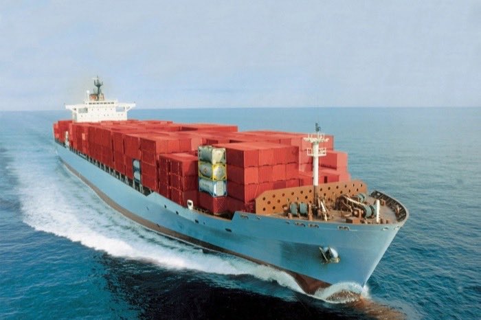 A container ship at sea